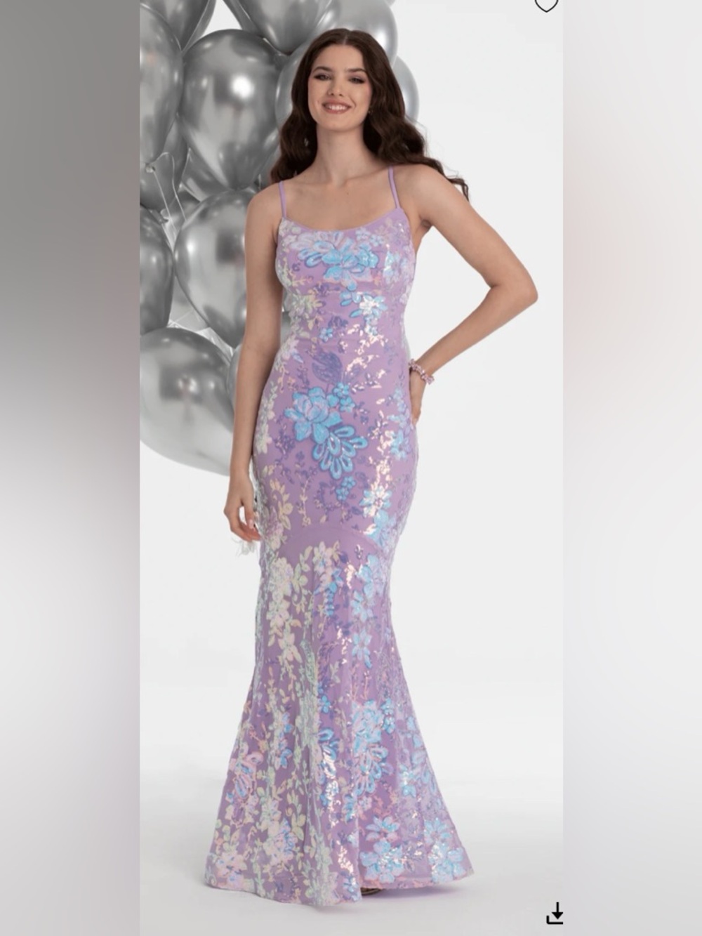 Lilac Double Clasp Back Floral Sequin Mermaid Dress, NWT. Juniors Size 5 NWT - Picture 4 of 6
